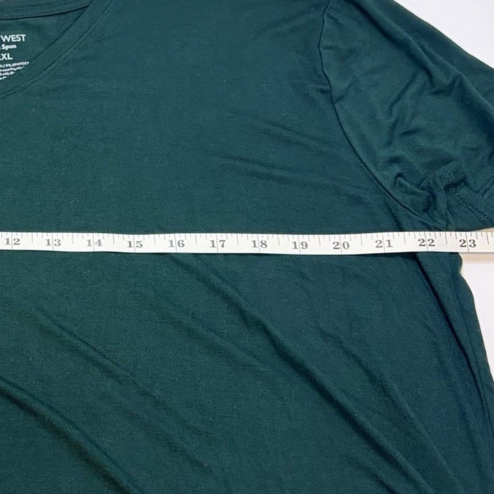 Nine‎ West T-Shirt Soft Spun V-Neck Dark Green Short Sleeve Stretch Top XXL NWOT - Picture 4 of 4